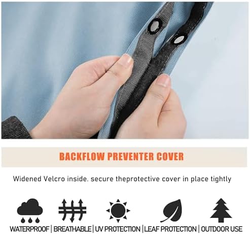 SOKINGCOVER Backflow Insulation Cover Backflow Preventer Cover 16" W x 20" H with EVA Thickened Cotton Preventers Insulated Pouch for Winter Backflow Freeze Protection Faucet (Gray) - Image 4