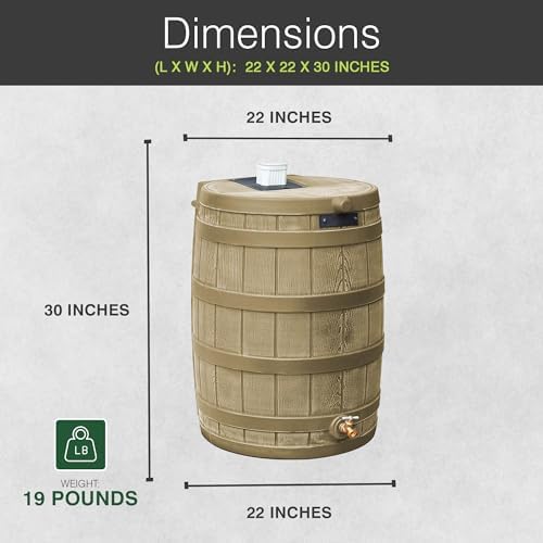 Good Ideas Rain Wizard Water Collection Barrel, 50 Gallon, Khaki, 4 Pack - Image 3