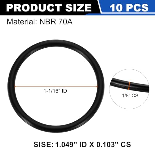 uxcell 10Pcs AS-121 NBR 70A O-Rings 1-1/16"ID x 3/32"CS/1.049"ID x 0.103"CS - Image 2