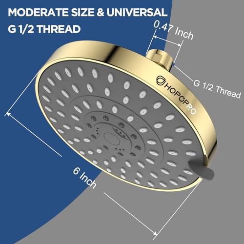 HOPOPRO 5-Mode High Pressure Shower Head - The Washington Post, NBC News, Today TV Show Recommended - High Flow Fixed Showerheads (6 Inch Gold) - Image 3