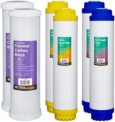 Rotek Water Systems Whole House Water Filtration Set | 3-Stage Water Filter System | 2PHO, 2KDF, 2ACB | Clean Water | Polyphosphate Anti-Scale, Carbon Block, & Heavy Metal Filter | 2y Supply | 20 Inch by RotekWaterSystem