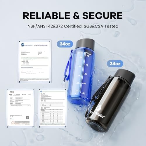 SurviMate Purified Water Bottle for Camping, Hiking, Backpacking and Travel, BPA Free with 5-Stage Intergrated Filter Straw - Image 2