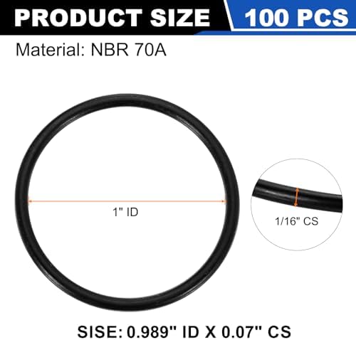 uxcell 100Pcs AS-022 NBR 70A O-Rings 1" ID x 1/16" CS/0.989" ID x 0.07" CS - Image 2
