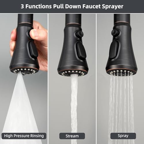Hibbent Pull Down Spray Head for Kitchen Faucet, 3-Function Sink Nozzle - Image 2