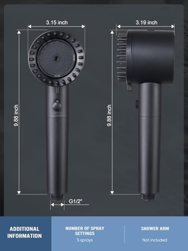 Cobbe Filtered Shower Head with Handheld, High Pressure 5 Spray Mode Showerhead with Filters, Built-in Power Wash for Hard Water - Remove Chlorine - Reduces Dry Itchy Skin, Black - Image 7