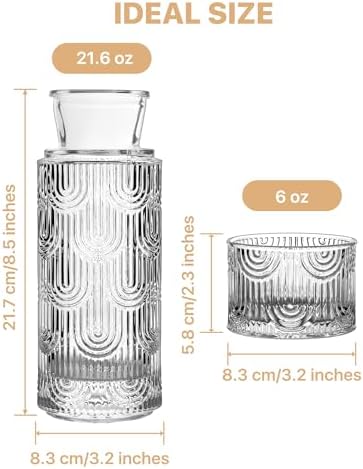 Bedside Water Carafe and Glass Set, 21.6oz, Clear - Image 5