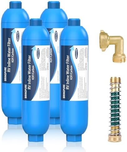Bringpure RV Water Filter with 90 Degree Elbow and Flexible Hose Protector by Bringpure