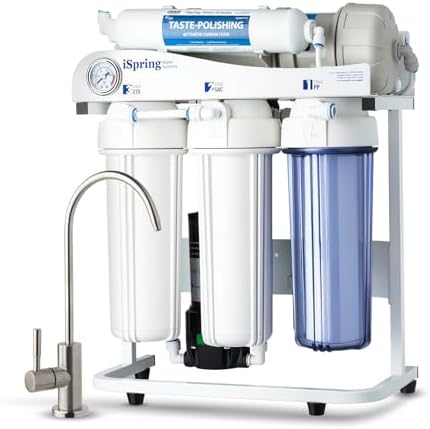 iSpring RCS10T Reverse Osmosis Water Filter, 5 Stage Tankless RO Water Filtration System for Commercial & Residential, High-Flow 1000 GPD, 2.5:1 Pure to Drain Ratio by iSpring