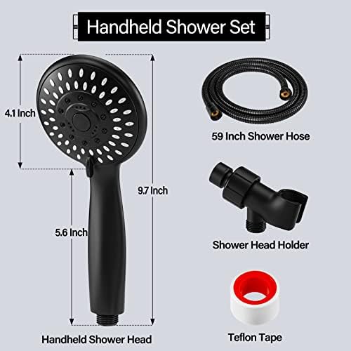 Briout Handheld Shower Head High Pressure 5-Settings with Hose, Matte Black - Image 6