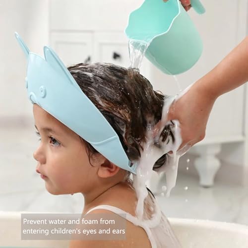 Shower Cap for Kids, Baby Shower Cap bath wash Shampoo rinser shield Hat Adjustable head hair Visor Protection Toddler and Children,Prevent water from entering eyes and ears (Blue fox) - Image 3
