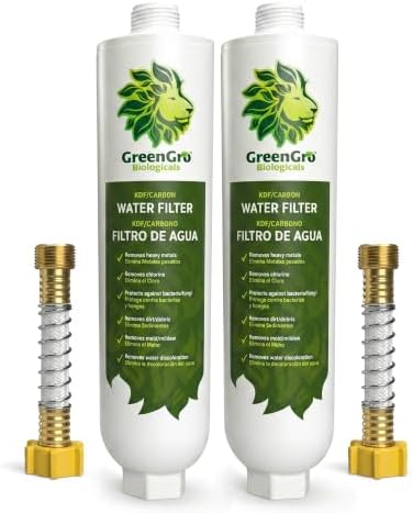 GreenGro Garden Hose Water Filter, KDF + Activated Carbon, 2 Pack by GreenGroBiologicals