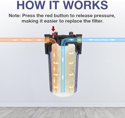 SimPure Whole House Water Big Filter Housing (DB10C), 10" x 4.5", Blue for Whole Home Water Filtration, Sediment Water Filter System for Well, 1" NPT Brass Port (Clear Housing) (Pack of 2) - Image 6