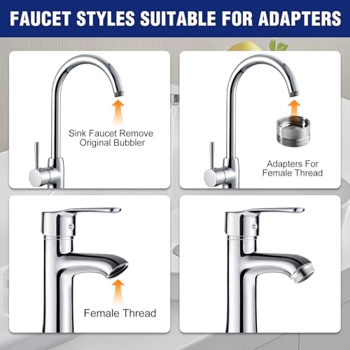 12 PCS Faucet Adapter Kit Brass Aerator Adapter Set Kitchen Sink Aerator Adapters Male to Female Water Hose Connector for Garden Hose Water Filter Sink Faucet Diverter - Image 5