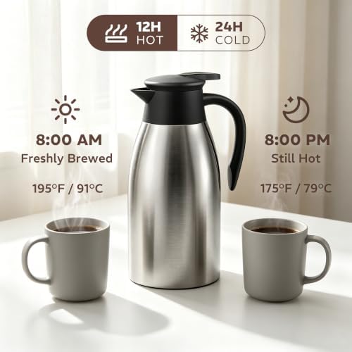 Thermal Coffee Carafe for Keeping Hot – 68OZ Insulated Camping Coffee Pot - Image 4