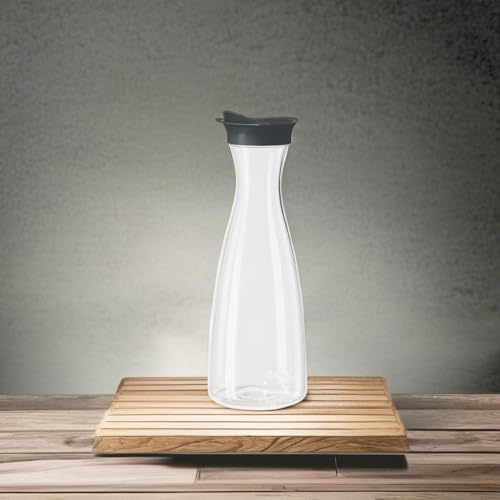 OGGI Clear Carafe w/Flip Open Lid - Ideal Juice Bottle, Clear Pitcher with Lid, Tea Pitcher, Water Carafe, 1.6 Lt(54Oz), Black - Image 5