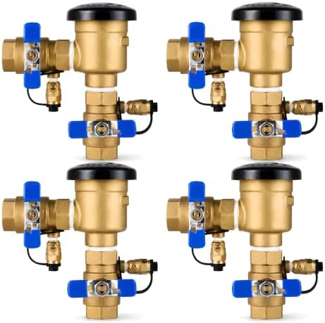 4 Pack 1 Inch Backflow Preventer, Brass Pressure Vacuum Breaker Assembly, 400 PSI Sprinkler Backflow Valve for Lawn Irrigation, Garden Water Lines and Outdoor Anti-Siphon Protection by YEE