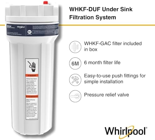 Whirlpool Under Sink Water Filtration System WHKF-DUF | Push-in Quick Connect, 1 Carbon Filter & Installation Kit Included | Reduces Chlorine Taste & Odor, Sediment - Image 3