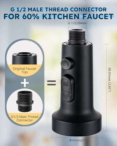 ARCORA Stainless Steel Kitchen Faucet Head with 13 Adapters, 3 Modes - Image 2