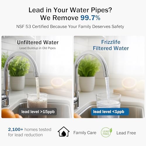 Frizzlife Under Sink Water Filter System-NSF/ANSI 53&42 Certified High Capacity Direct Connect Under Counter Drinking Water Filtration System-0.5 Micron Reduces Lead, Chlorine, Bad Taste & Odor, Black - Image 6