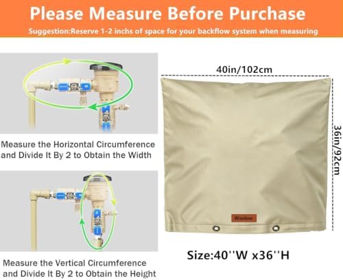 Backflow Preventer Cover Insulated Pouch,Outdoor Pipe Insulation Cover,Winter Freeze Protection Water Well Pump Covers Sprinkler Valve Cover Insulated (Khaki, 40''W x 36''H) - Image 3