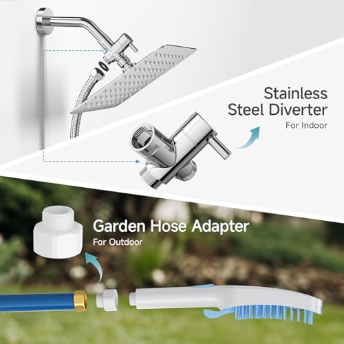 Dog Shower Attachment with 4 Adjustable Spray Patterns, Pet Shower Attachment Hose for Easy Installation, Dog Shower Brush for Bathing and Grooming, Indoor/Outdoor Use，Blue/White - Image 5