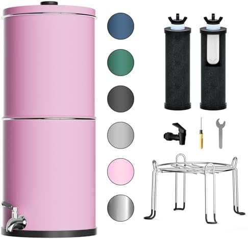 Purewell 3-Stage 0.01μm Ultra-Filtration Gravity Water Filter System, NSF/ANSI 42&372 Certification, 304 Stainless Steel Countertop System with 2 Filters and Stand, Reduce 99% Chlorine, 2.25G, PW-OB by Purewell