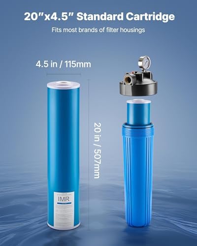 VEVOR Whole House Water Filter Replacement Cartridge, 4.5" x 20" Iron & Manganese Reducing Replacement Filter for 3-Stage Whole Home Water Filtration System, Reduce Chlorine, Bad Taste, Odor - Image 4