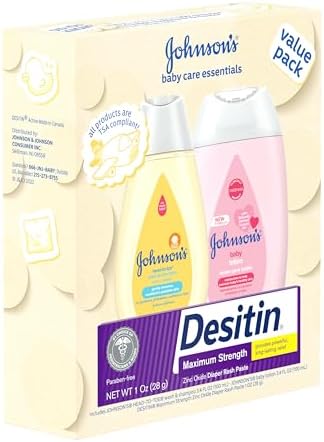 Johnson's Baby Care Essentials Gift Set, Body Lotion, & Zinc Oxide Diaper Rash Paste for Baby's Delicate Skin, Value Pack, Travel-Size, Bath Essentials Must Haves, Baby Gifts, 3 Items - Image 2