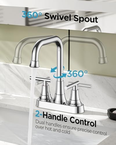FORIOUS RV Chrome Bathroom Faucet for Sink, 4 in Bathroom Faucet Centerset - Image 3