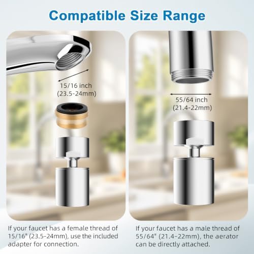Hibbent NSF/ANSI/CAN 372 Certified 4 Modes Faucet Aerator, Chrome - Image 6