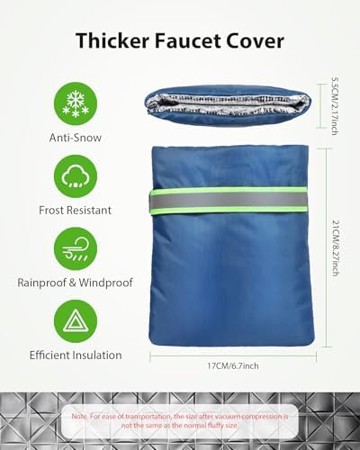 Outdoor Faucet Covers for Winter Freeze Protection, Kanosan 8.3"H X 6.7"W Thickened Reflective Outside Spigots Covers Hose Bib Insulated Sock for Winter Cold Weather, 8 Pack Blue - Image 2