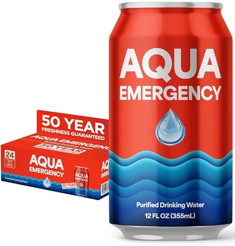 Aqua Emergency Water for Drinking, 50-Year Shelf-Life Emergency Preparedness Survival Water Supply 12oz (24 Pack) by Safecastle