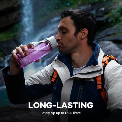 SurviMate Purified Water Bottle for Camping, Hiking, Backpacking and Travel, BPA Free with 5-Stage Intergrated Filter Straw - Image 6