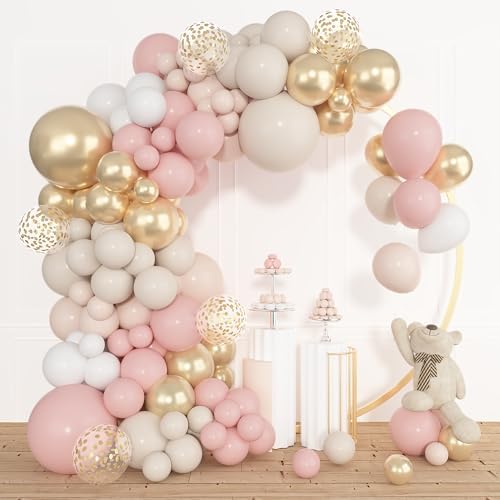 Amandir 153pcs Dusty Pink and Gold Balloon Garland Arch Kit Different Sizes - Image 4