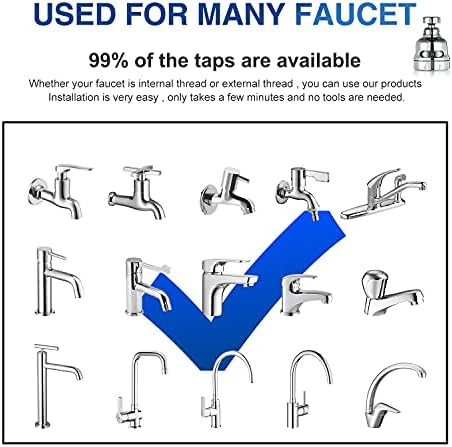 Faucet Sprayer Attachment, 360 Degree Rotating Faucet Aerator Accessories, 3 Mode Adjustable Kitchen Sink Tap Head Water Saving Extend Nozzle Chrome Plated,(Pack of 2) - Image 5
