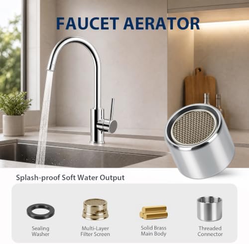 6Pcs Faucet Aerator, 55/64 Inch 22mm Female Thread Sink Aerator Replacement - Image 3
