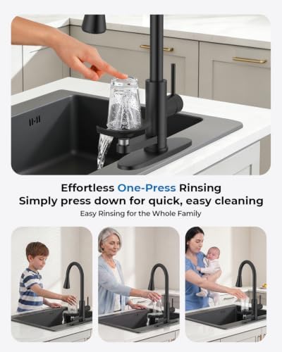 Kitchen Faucet with Glass Rinser, Pull Down Sparyer, 3 Water Modes - Image 6