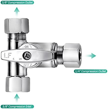 Lead-Free Brass 2Pcs Chrome-Plated Add-A-Tee 3-Way,3/8 Inch x 3/8 Inch x 1/4 Inch Angle Stop Valve For Reverse Osmosis Water Filters,Ice Maker,Refrigerator - Image 5