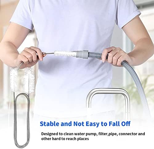 10 Pcs Flexible Drain Brush Straw Cleaner Brush Set,Pipe Cleaners Brush,61Inch Stainless Steel Double-Ended Hose Brush 8.2Inch Nylon Long CPAP Tube Cleaning Brush for Home Kitchen Sink Plumbing(White) - Image 3