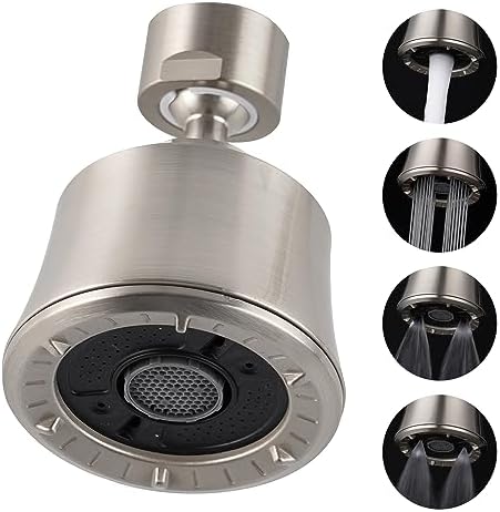 Faucet Aerator 4 Modes, 360° Swivel Faucet Sprayer Head, Brushed Nickel by iFealClear