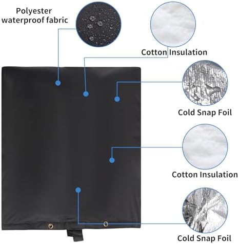 Insulated Backflow Preventer Pouch - Outdoor Pipe Insulation for Winter, Well Pump & Sprinkler Valve Protection (Black 24" W×24" H) - Image 4