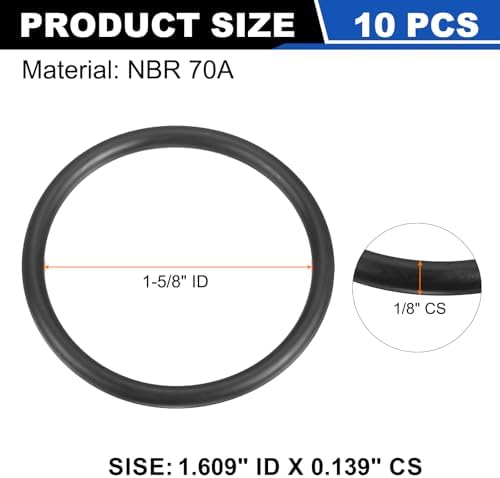 uxcell 10Pcs AS-223 NBR 70A O-Rings 1-5/8"ID x 1/8"CS/1.609"ID x 0.139"CS - Image 2
