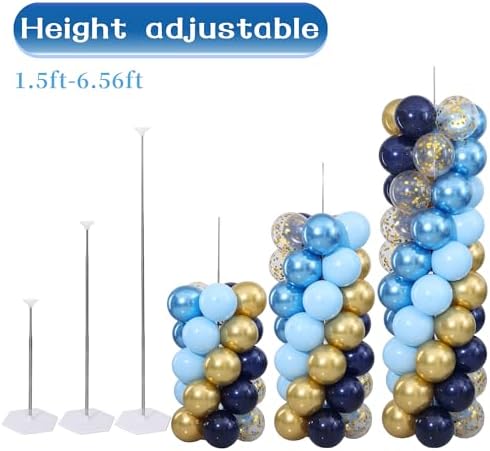 Navy Blue and Gold Balloon Column Stand Kit Set of 2 for Floor - Image 4