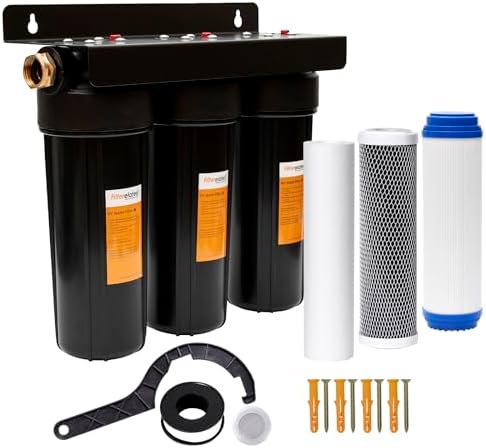 RV Water Filter System,Leak-Free Brass Fittings, Three Filters Included Reduces Sediment,rv Water Filter,Chlorine,Bad Taste and Odors,Suitable for RVs,Boats,Farming & Gardening by Filterelated