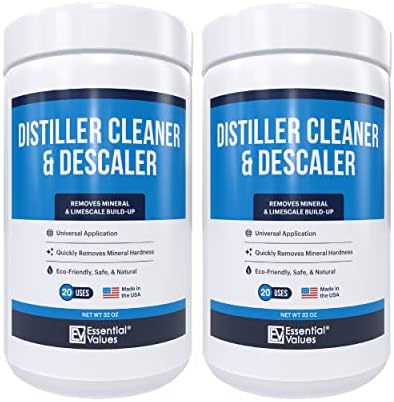 Essential Values Universal Descaler - Espresso Descaling Solution - Coffee Machine Cleaner - Critic Acid Tea Kettle Urn Water Distiller Cleaner - Manufactured in USA - 2 Pack by EssentialValues