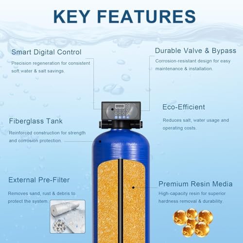48,000 Grain Whole House Water Softener with Digital Metered Control, Softens Hard Water for 3-4 Bathrooms, City & Well Water - Image 4