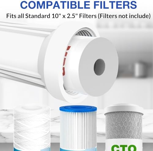 SimPure Whole House Water Filter Housing, Inline Water Filter for Home, Universal 10 inch Sediment Filter with 3/4 NPT Inlet and Outlet, Heavy Duty Steel Bracket, 4 Screws, Wrench (Pack of 2) - Image 5