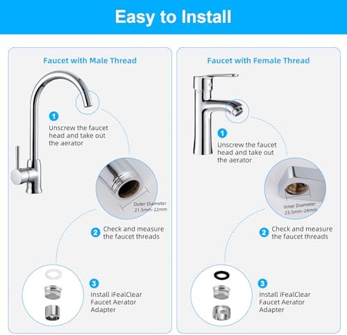 4-Pack Faucet Aerator, Metal Sink Faucet Adapter Male Female Thread, Chrome - Image 5