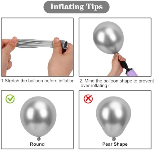 APLANET 150pcs Silver Balloons Different Sizes 18 12 10 5 Inch, Latex Balloons for Silver Themed Birthday Wedding Baby Shower Party, Grad Anniversary Supplies, Arch Kit Decoration - Image 4