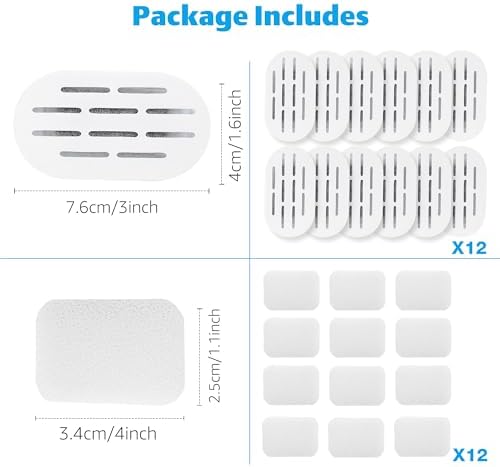 MISFANS Ceramic Cat Water Fountain Filters, 12 Filters and 12 Sponges - Image 2